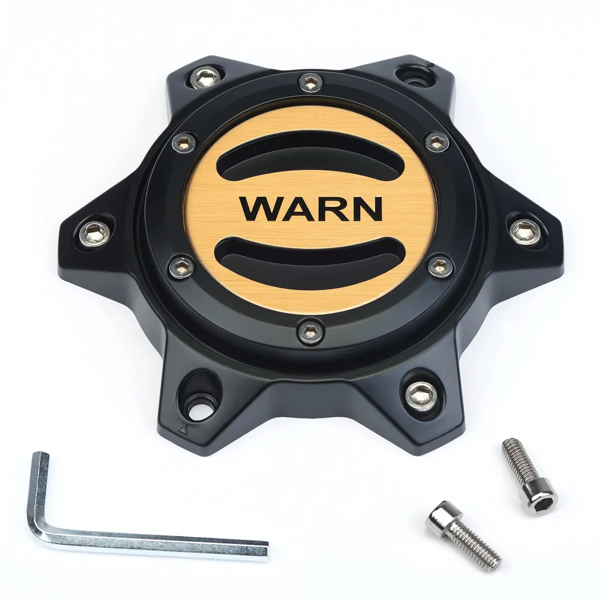 Replacement Wheel Center Cap - Black/Gold 6 Lug 1