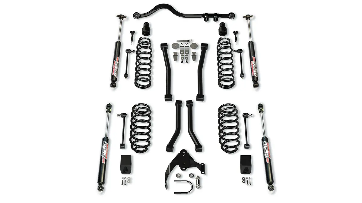 07-18 Wrangler Jk 4 Door 3 Inch Suspension System W/ 4 Sport Control Arms & 9550 Vss Twin-Tube Teraflex 1