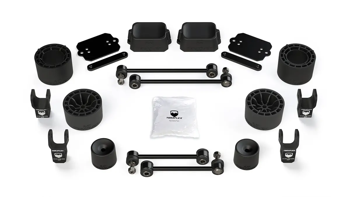 18-Up Wrangler Jl 4 Door Rubicon 2.5 Inch Performance Spacer Lift Kit & Shock Extensions Teraflex 1