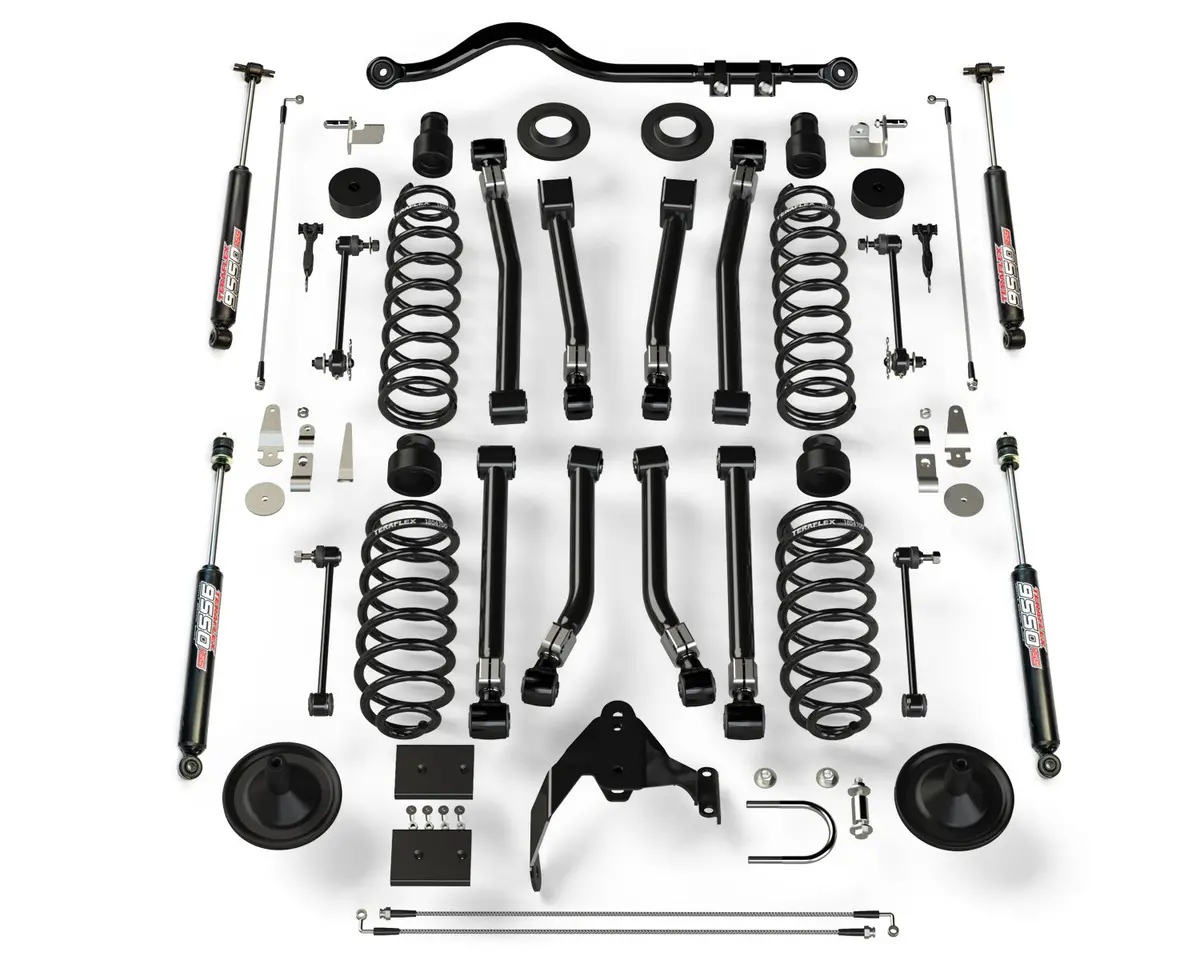 07-18 Wrangler Jk 4 Door 4 Inch Suspension System W/ 8 Alpine Short Control Arms & 9550 Vss Twin-Tube Teraflex 1
