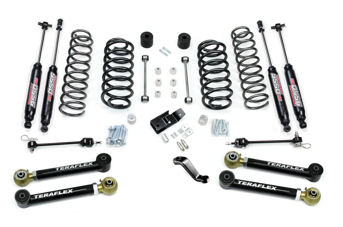 97-06 Jeep Wrangler Tj 4 Inch Suspension System W/ 4 Short Control Arms & 9550 Vss Twin-Tube Shocks Teraflex 1