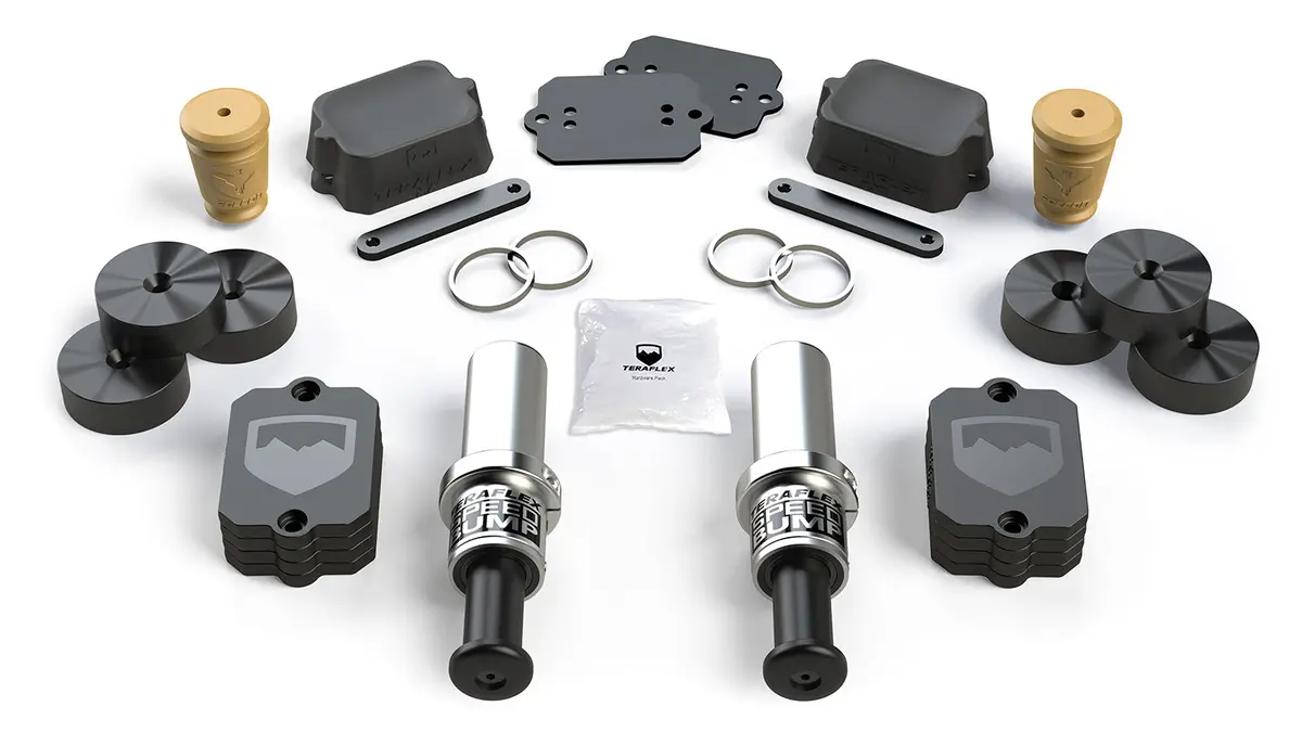 Jl 3 Inch-Stroke Speedbump & Progressive Bump Stop Kit Front & Rear 4.5 Inch Lift Teraflex 1