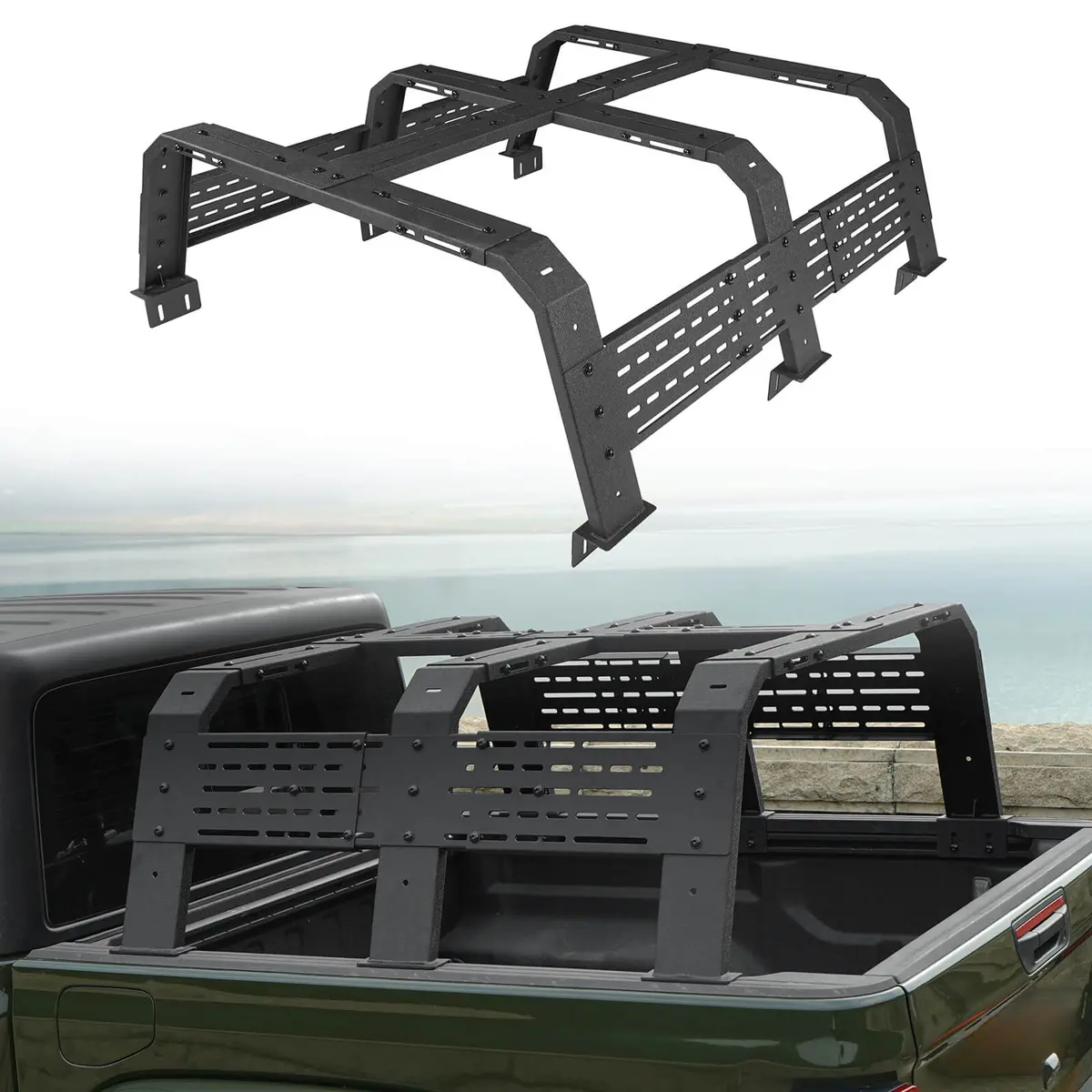 5' Bed Jeep Gladiator Jt & Toyota Tacoma 18.8" High Overland Bed Rack - Hooke Road 1