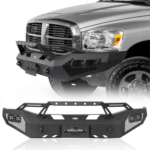 Ram 2500 Front Bumper W/ Winch Plate & 4 × Led Lights (06-09 Ram 2500 3500) - Hooke Road 1