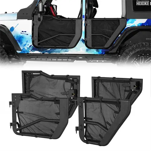 Tube Half Doors Tubular Trail Doors W/Door Shade Skins(07-18 Jeep Wrangler Jk 4-Door) -  Hooke Road 1