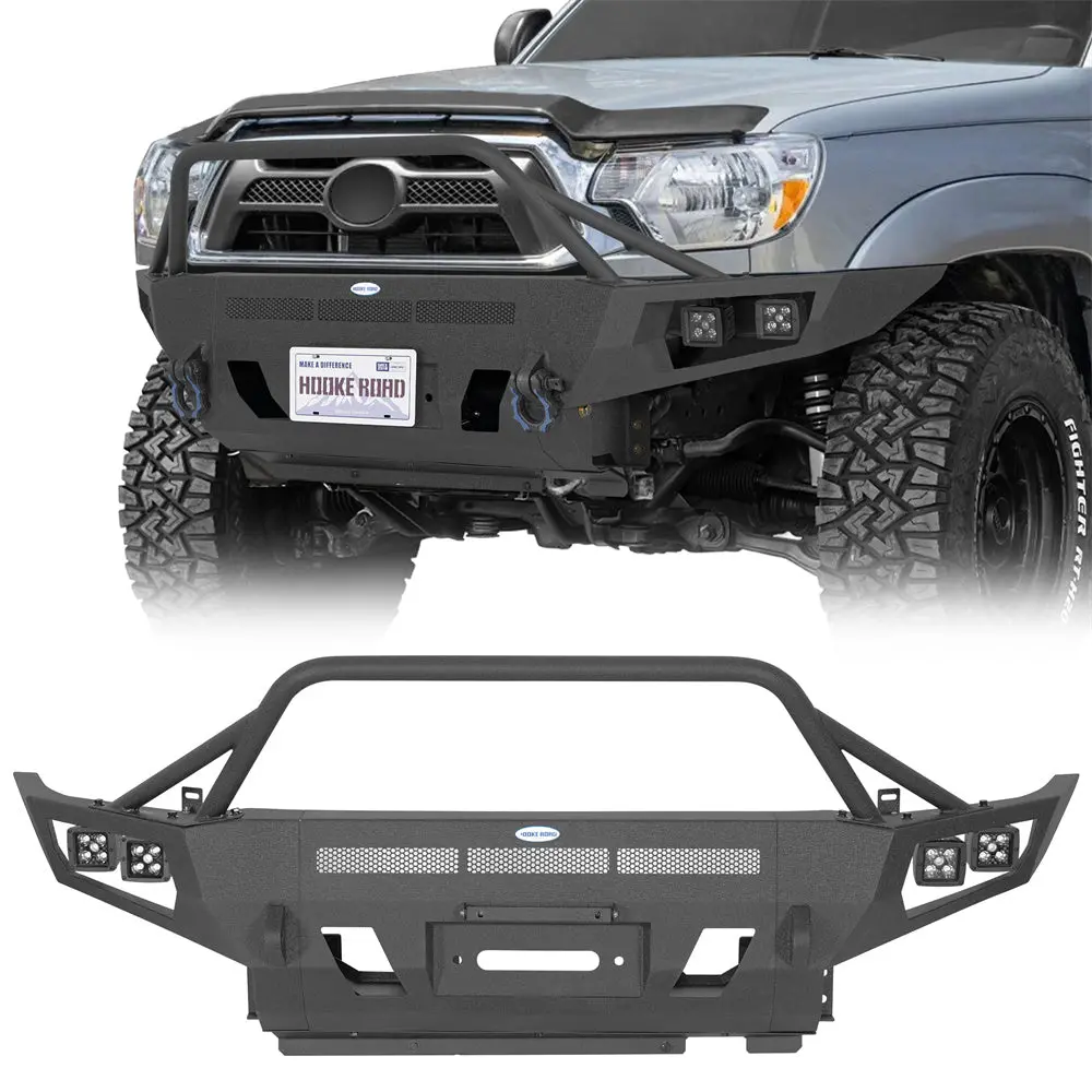 2012-2015 Toyota Tacoma Front Bumper W/ Winch Plate & Skid Plate - Hooke Road 1