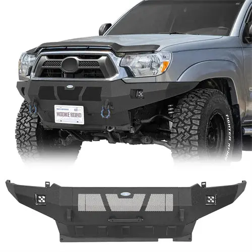 2012-2015 Toyota Tacoma Full-Width Front Bumper W/ Skid Plate & Led Lights - Hooke Road 1