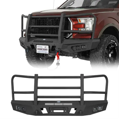 Ford Aftermarket Front Bumper W/ Grille Guard (2015-2017 Ford F-150, Excluding Raptor) - Hooke Road 1