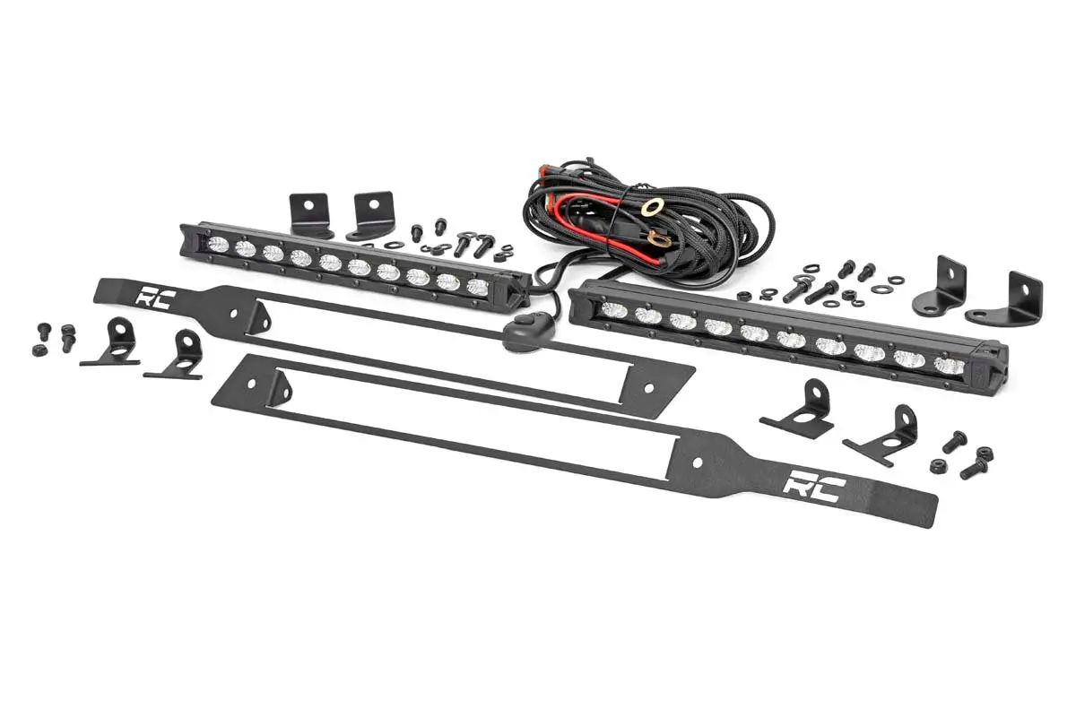 Led Light Kit - Grille Mount - 10 Inch Black Slimline Pair - Chevy Silverado 1500 (19-22) 1
