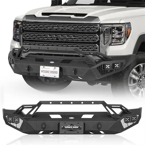 Front Bumper W/ Winch Plate & 4 × Led Lights (20-23 Gmc Sierra 2500Hd/3500Hd) - Hooke Road 1
