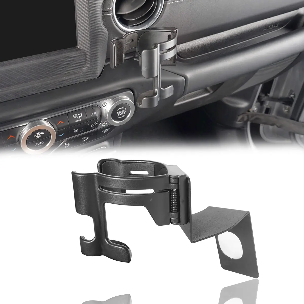 Hooke Road Multi-Function Drink Cup Holder Phone Mount Bracket(18-21 Jeep Wrangler Jl & 20-21 Jeep Gladiator Jt) 1