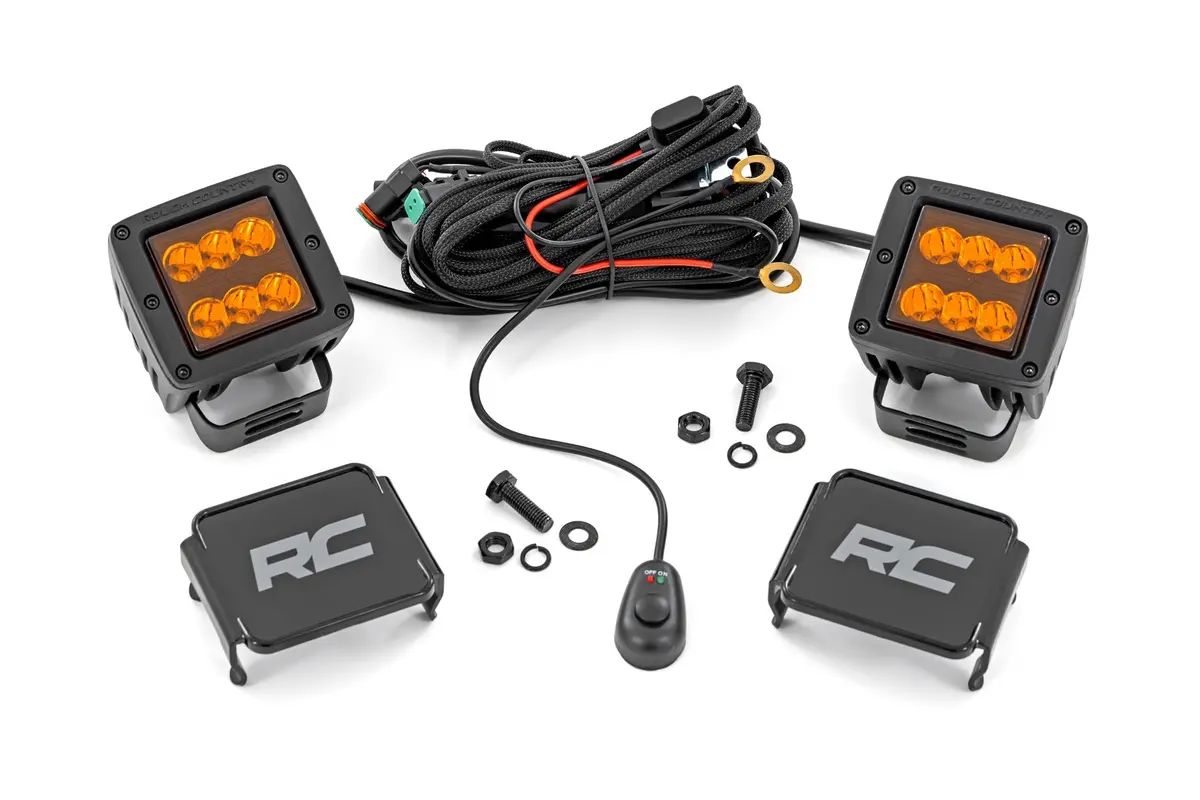 2 Inch Black Series Led Light Pods - Spot - Amber - Square 1