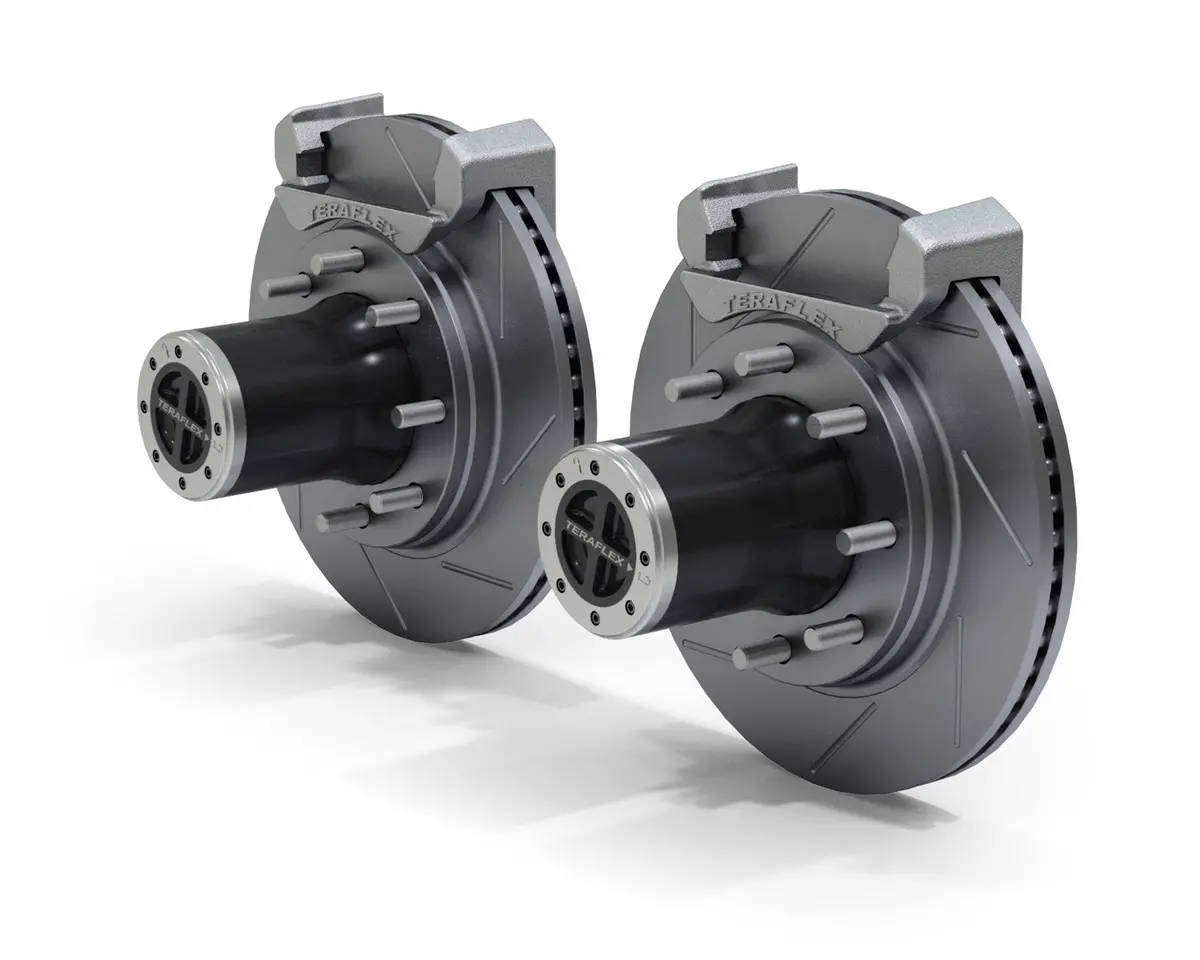 07-18 Wrangler Jk Dana 30/44 Front Axle 8-Lug Locking Hub Conversion Kit W/ Slotted Big Rotors Teraflex 1