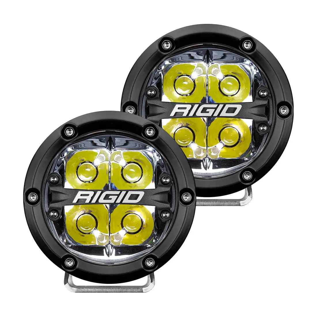 Rigid 360-Series 4 Inch Round Led Off-Road Light, Spot Beam Pattern For High Speeds, White Backlight, Pair 1