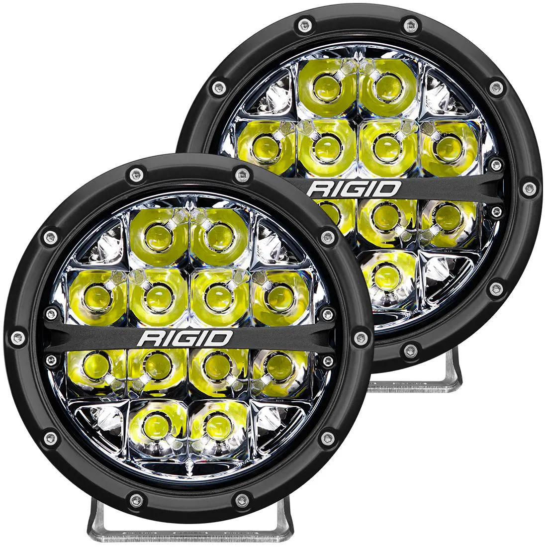 Rigid 360-Series 6 Inch Round Led Off-Road Light, Spot Beam Pattern For High Speeds, White Backlight, Pair 1