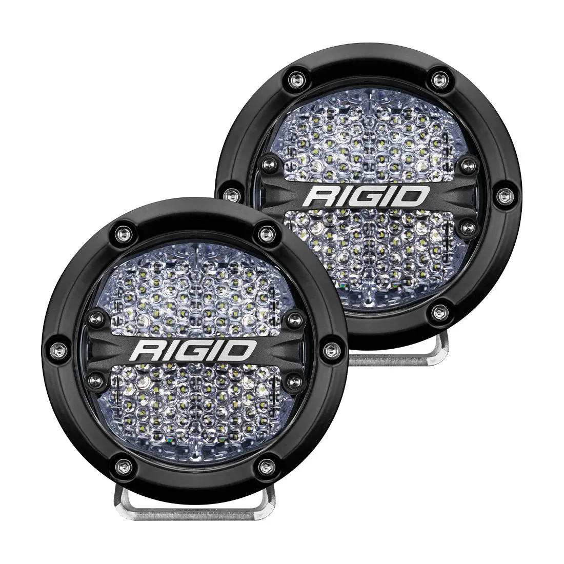 Rigid 360-Series 4 Inch Round Led Off-Road Light, Diffused Lens, White Backlight, Pair 1