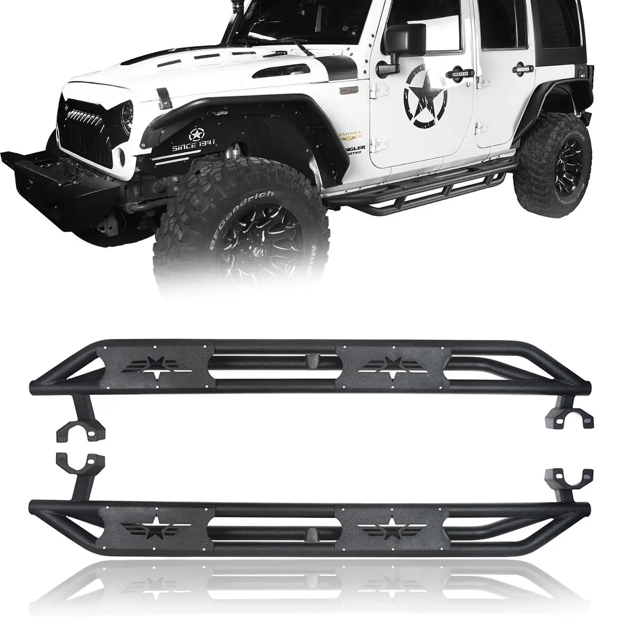 Hooke Road Side Steps Running Boards(07-18 Jeep Wrangler Jk 4 Door) 1