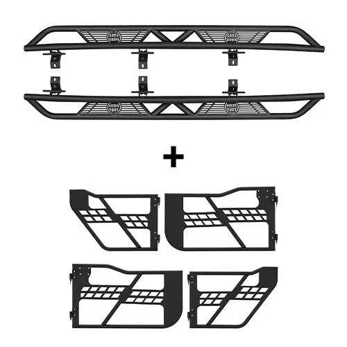 Hooke Road 4-Door Running Boards & Tubular Half Doors(20-26 Jeep Gladiator Jt) 1