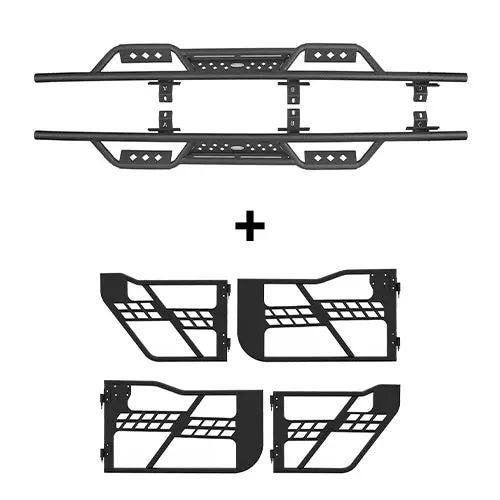 4-Door Side Steps & Tubular Half Doors (20-26 Jeep Gladiator Jt) - Hooke Road 1