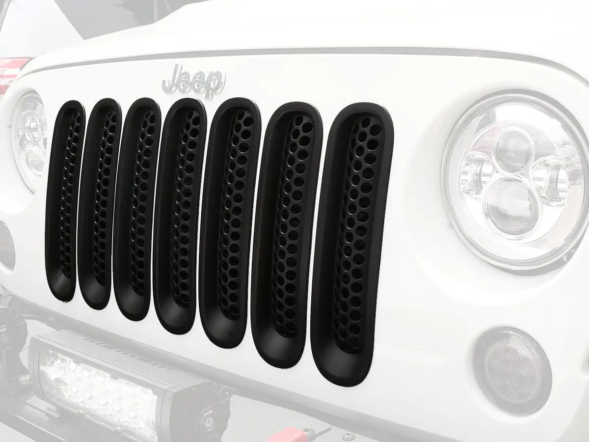 Hooke Road Matte Black Clip-In Front Grille Mesh Inserts For 2007-2015 Jeep Jk Wrangler & Wrangler Unlimited (Pack Of 7) 1