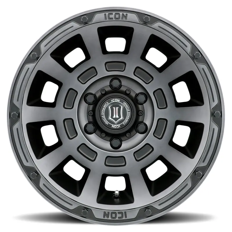 Icon Thrust 17X8.5 6X5.5 0Mm Offset 4.75In Bs 106.1Mm Bore Smoked Satin Black Wheel 1