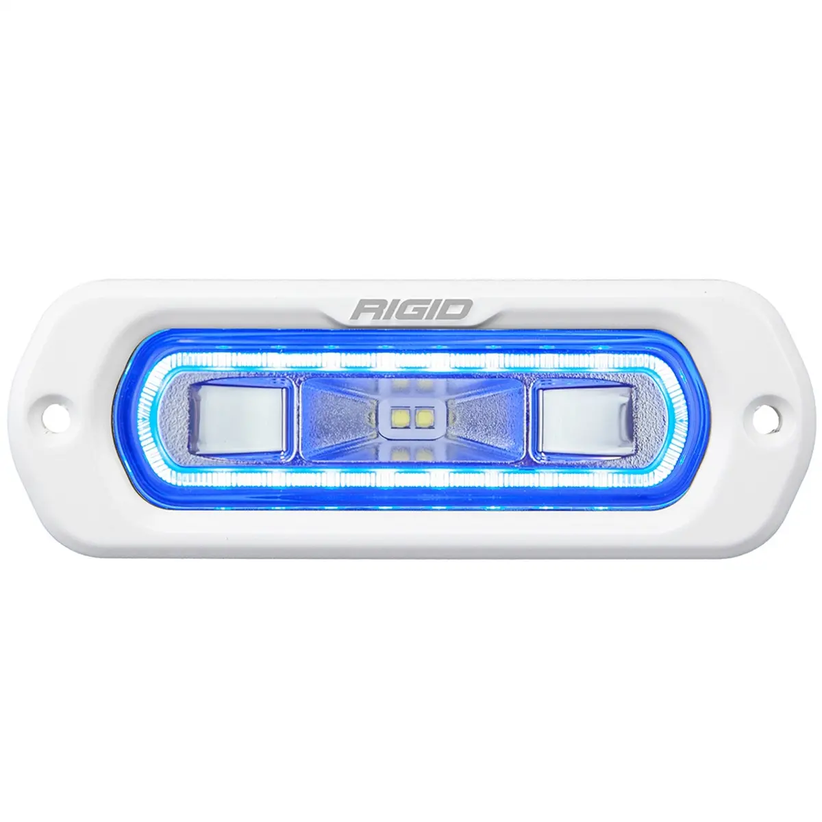 Rigid Industries 51201 Sr-L Series Marine Spreader Pod, 2 Wire Flush Mount, White W/Blue Halo 1