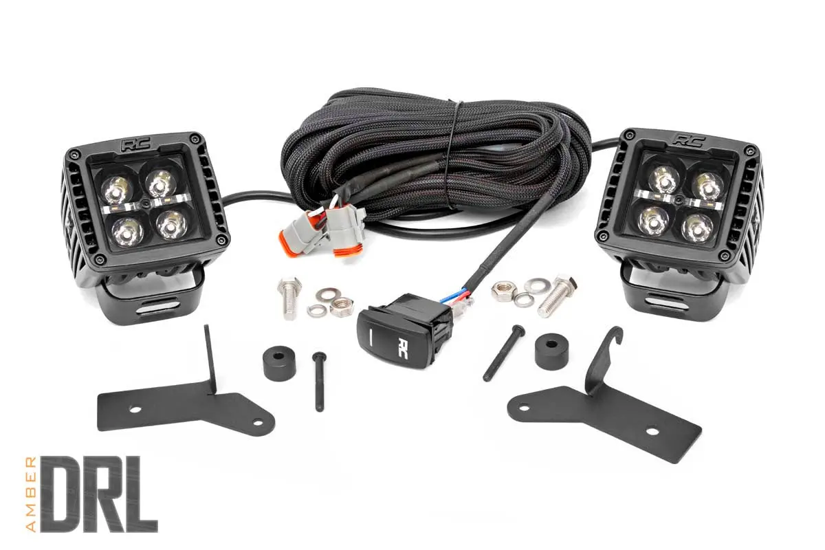 Led Light Kit - Hinge Mount - 2 Inch Black Pair - Amber Drl - Jeep Gladiator Jt/Wrangler Jl (18-24) 1