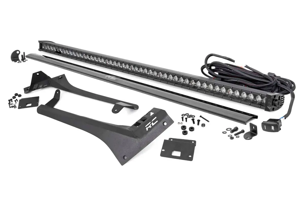 Led Light Kit - Windshield - 50 Inch Blk Single Row - Wht Drl - Jeep Gladiator Jt/Wrangler Jl (18-24) 1