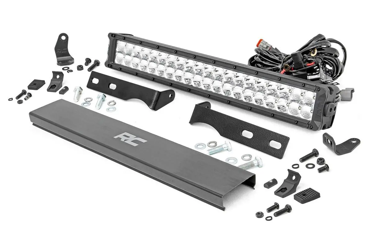 Led Light Kit - Bumper Mount - 20 Inch Chrome Dual Row - White Drl - Jeep Grand Cherokee Wk2 (11-20) 1