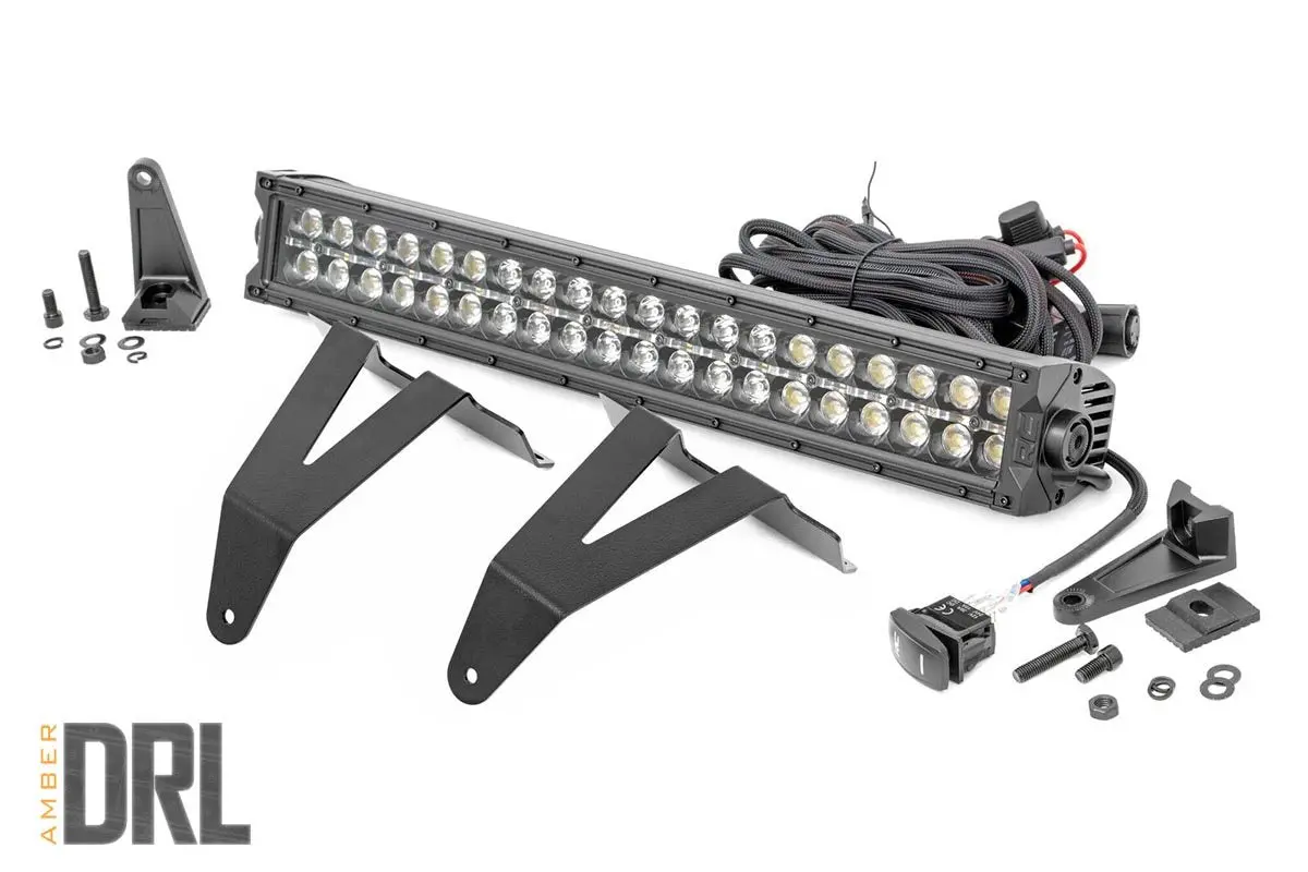 Led Light Kit - Bumper Mount - 20 Inch Black Dual Row - Amber Drl - Ram 1500 (19-24) 1