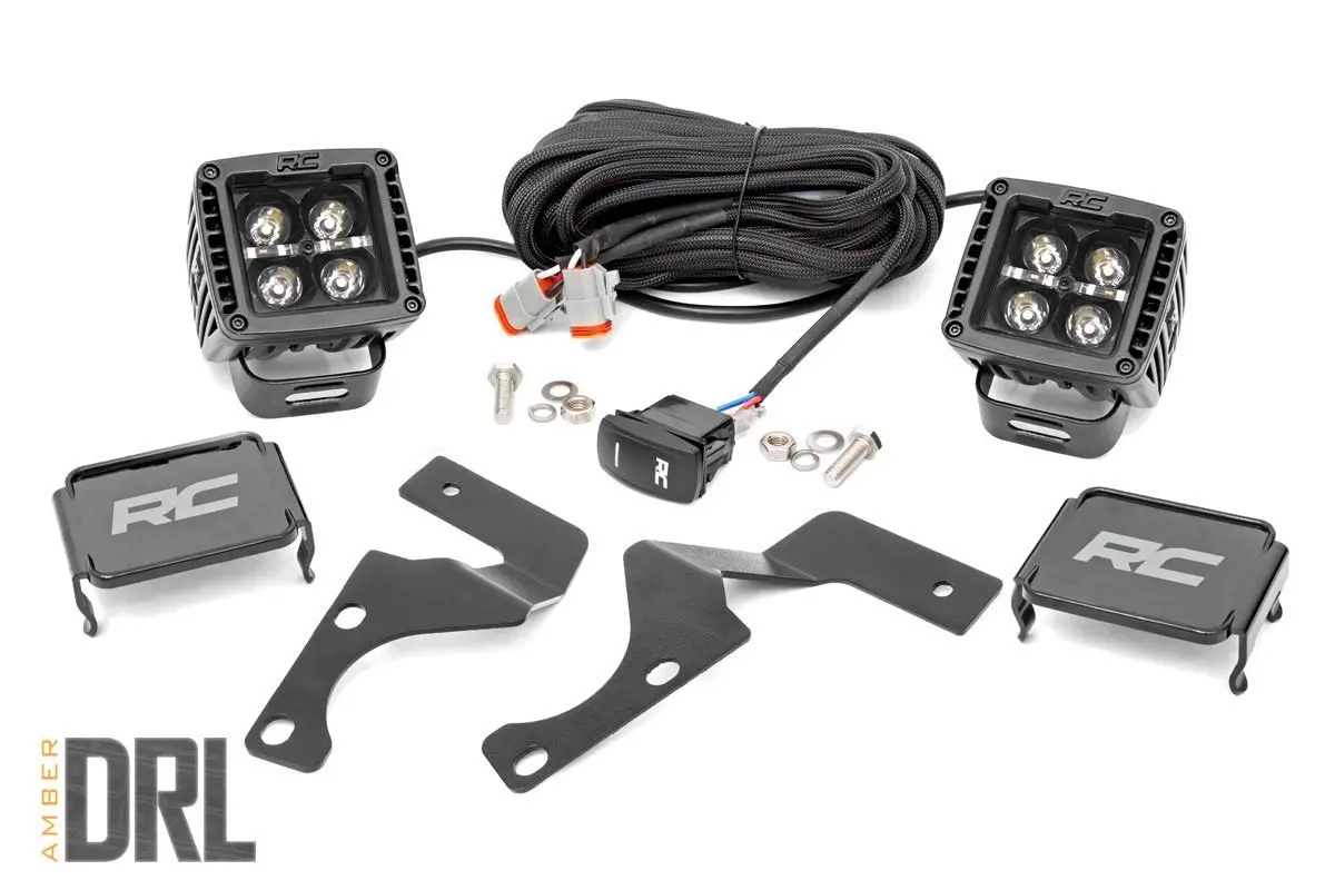 Led Light Kit - Ditch Mount - 2 Inch Black Pair - Amber Drl - Toyota 4Runner (10-24) 1