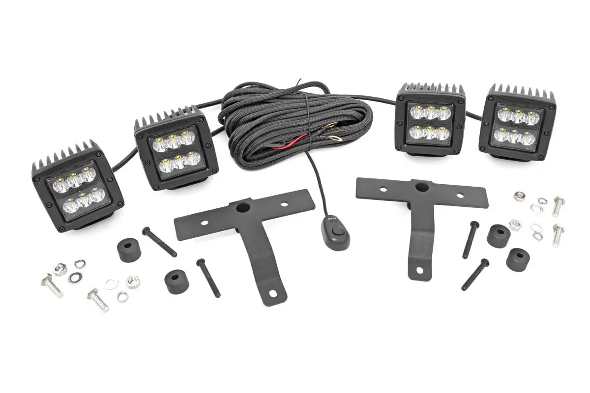 Quad Led Light Kit - Cowl Mount - 2 Inch Black Pairs - Spot - Jeep Gladiator Jt/Wrangler Jl (18-24) 1