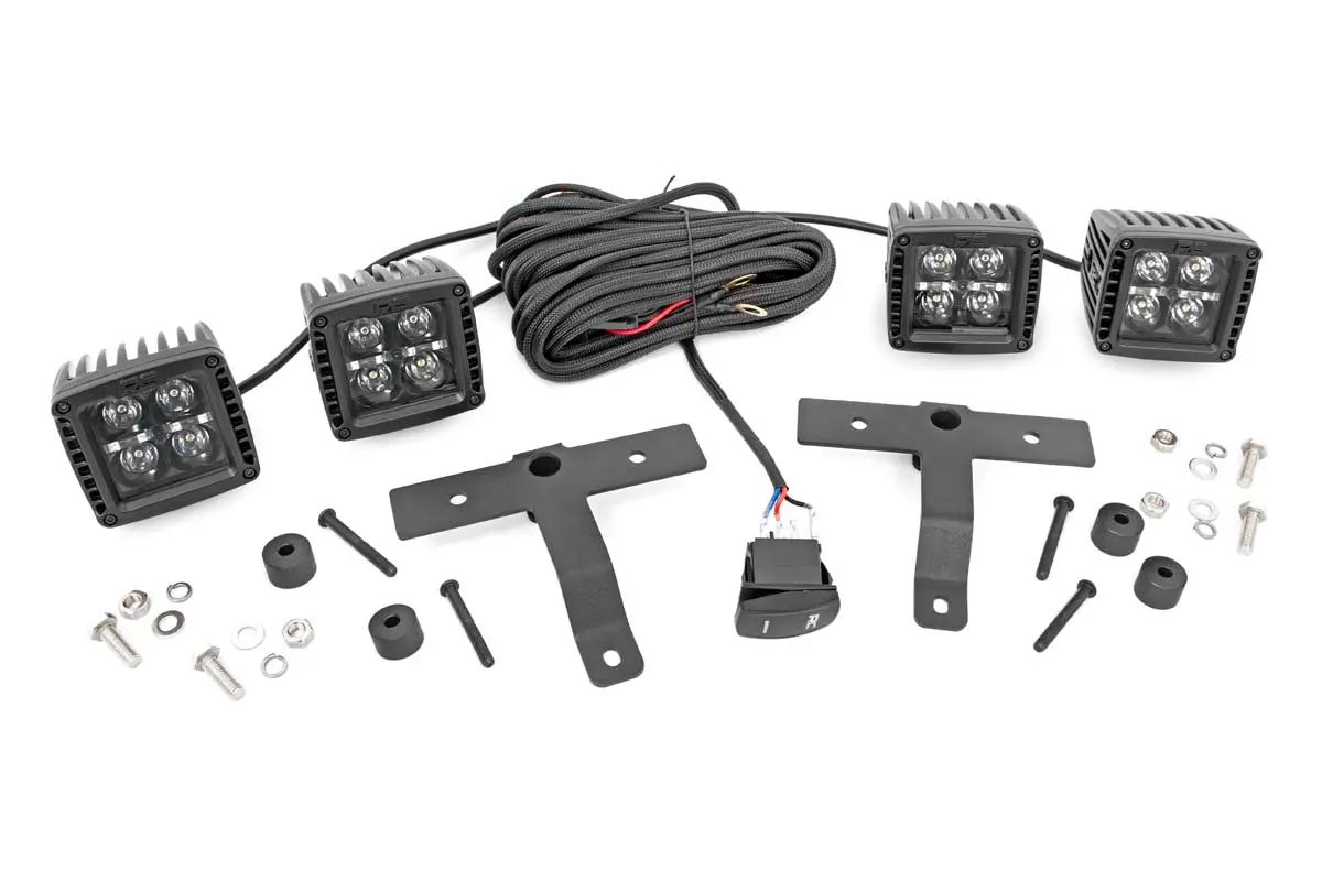 Led Light Kit - Quad - Cowl Mount - 2 Inch Black - White Drl - Jeep Gladiator Jt/Wrangler Jl (18-24) 1