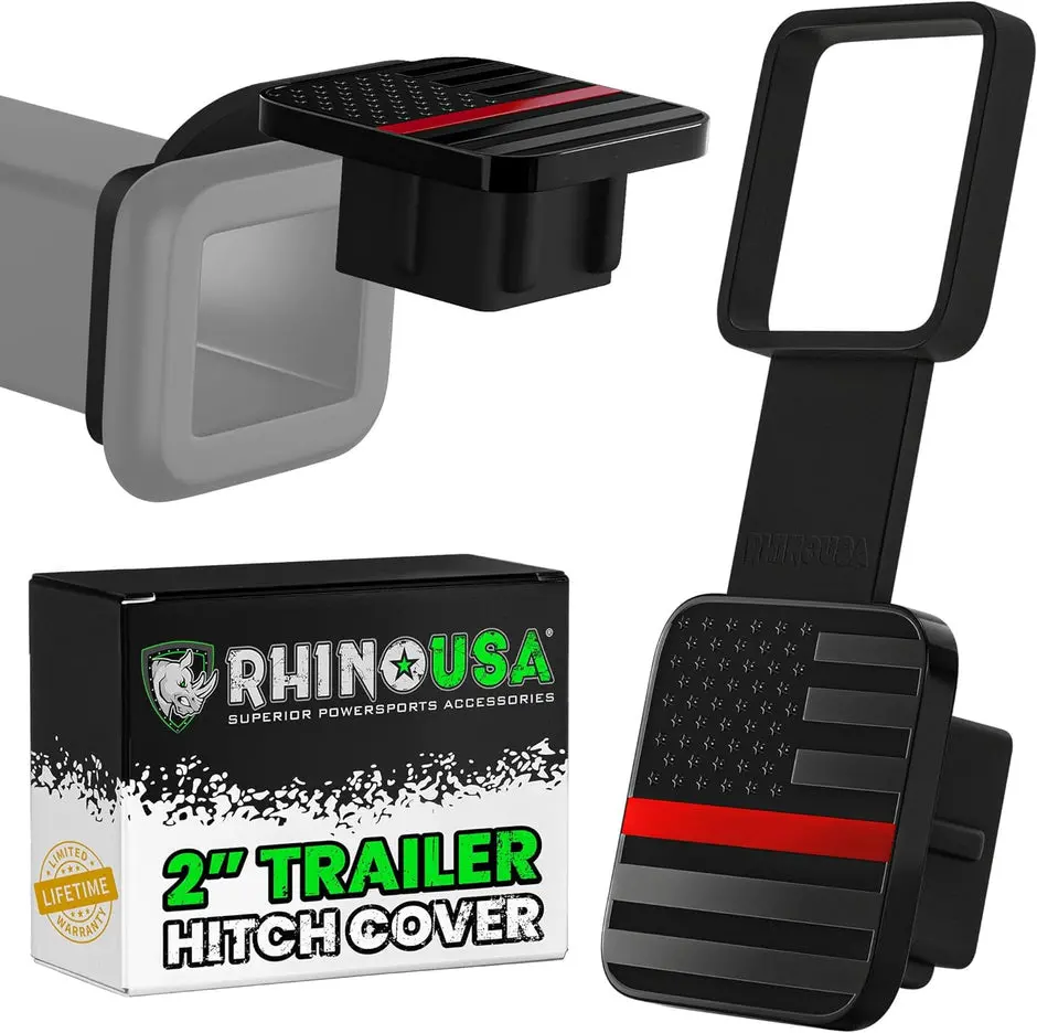Rhino Usa 2" American Flag Hitch Cover - Black & Red 1