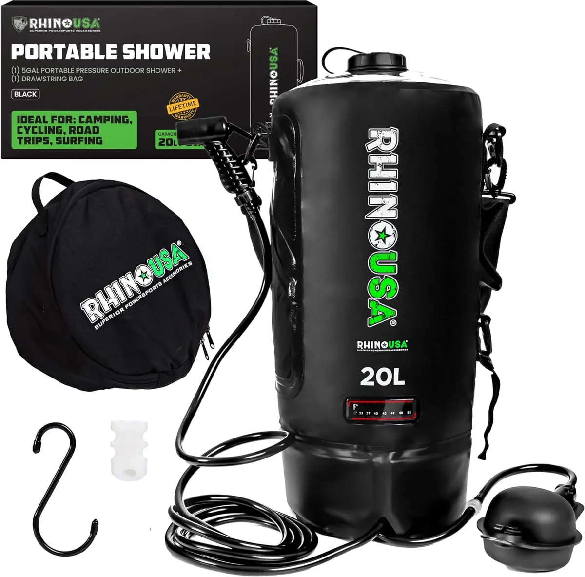 5 Gallon Portable Pressurized Camp Shower - Black 1