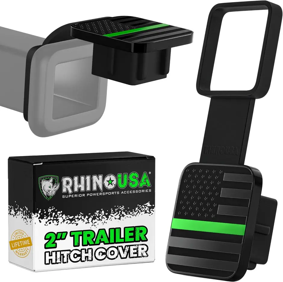 Rhino Usa 2" American Flag Hitch Cover - Black & Green 1
