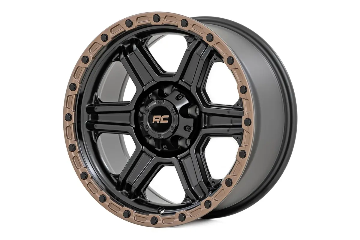 Rough Country 79 Series Wheel - One-Piece - Semi Gloss Black W/Bronze Ring - 18X9 - 5X5.0 - -12Mm 1