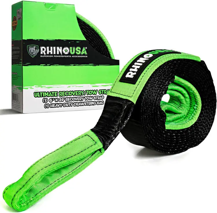 Rhino Usa Ultimate Recovery Tow Strap 6" X 30' - Black 1