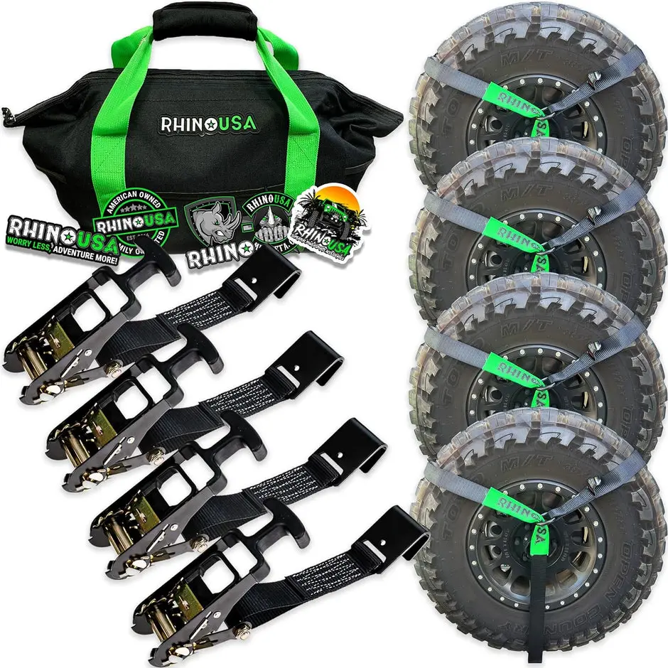 Rhino Usa Lasso Straps; Basket Straps - Black - Flat Hook 1