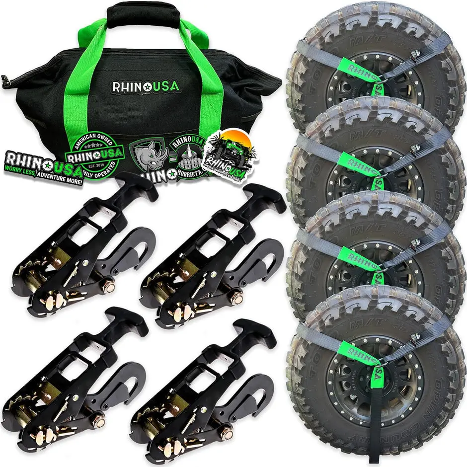 Rhino Usa Lasso Straps; Basket Straps - Black - Snap Hook 1