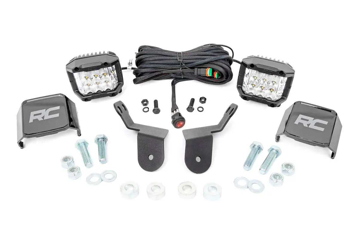 Led Light Kit - Cage Mount - 2 Inch Chrome Pair - Wide Angle - Honda Pioneer 1000 1