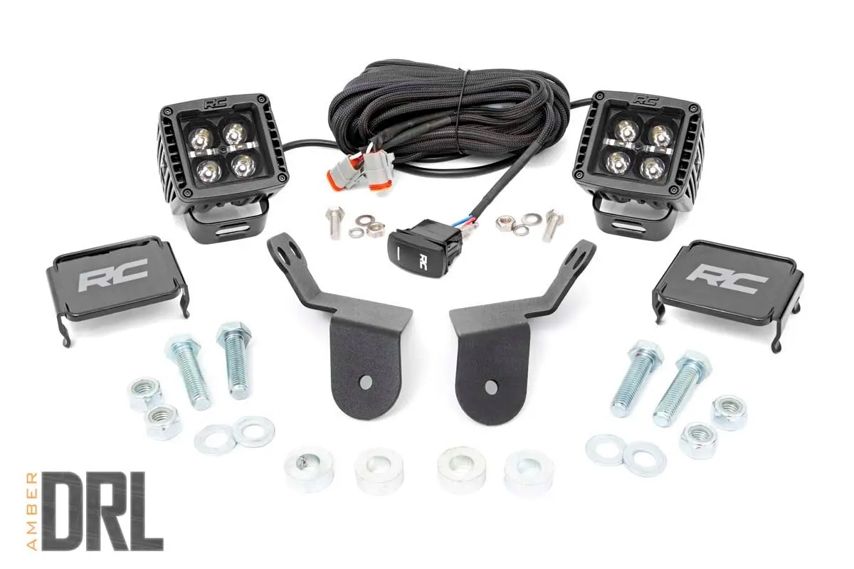 Led Light Kit - Cage Mount - 2 Inch Black Pair - Amber Drl - Honda Pioneer 1000 1