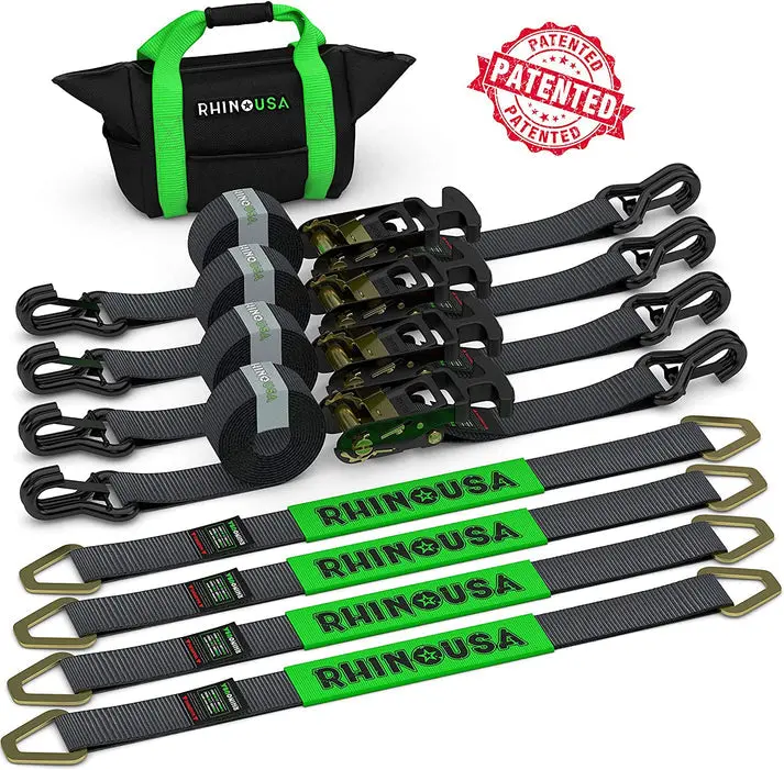 Rhino Usa Heavy Duty Vehicle Tie Down Kit - Black 1
