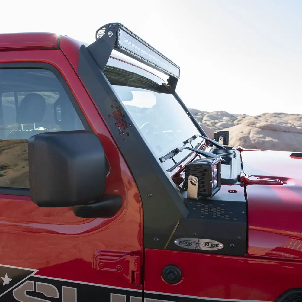 Wrangler/Gladiator Lower Cowl Led Light Pod Brackets And Upper Bar Brackets Rock Slide Engineering 1