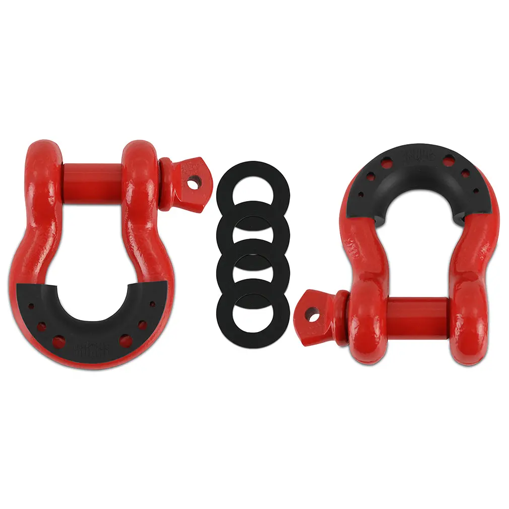Mishimoto Bndr-Rd 3/4" Steel D-Ring Shackle Set, 2 Pieces, Red 1
