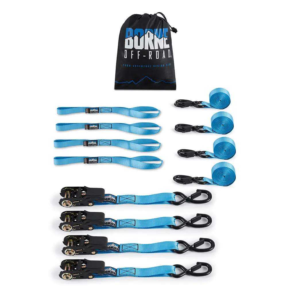 Mishimoto Bnrtc-Tdmd-4Bl Borne Off-Road Medium-Duty Ratchet Tie-Down Kit (4-Pack), Blue 1