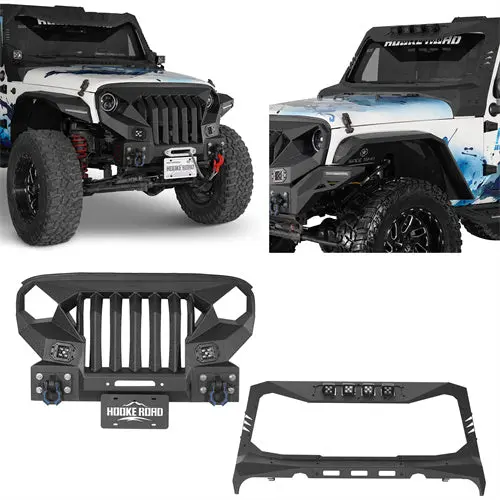 Mad Max Front Bumper & Windshield Frame Cover(07-18 Jeep Wrangler Jk) - Hooke Road 1