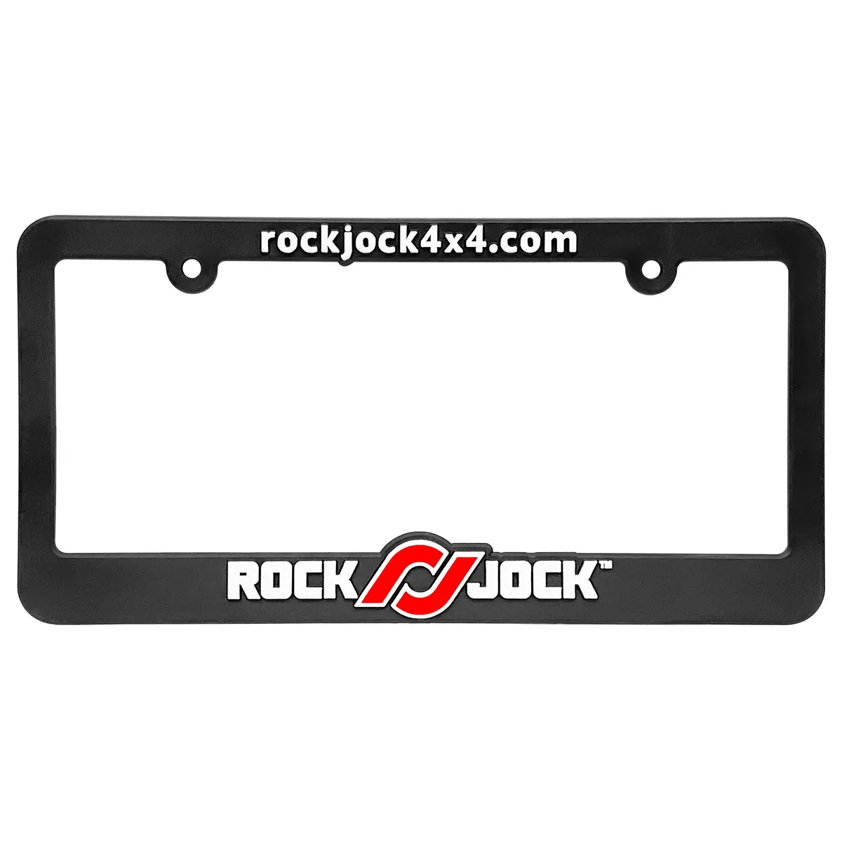 Rockjock License Plate Frame, Black Plastic W/ Red And White 1