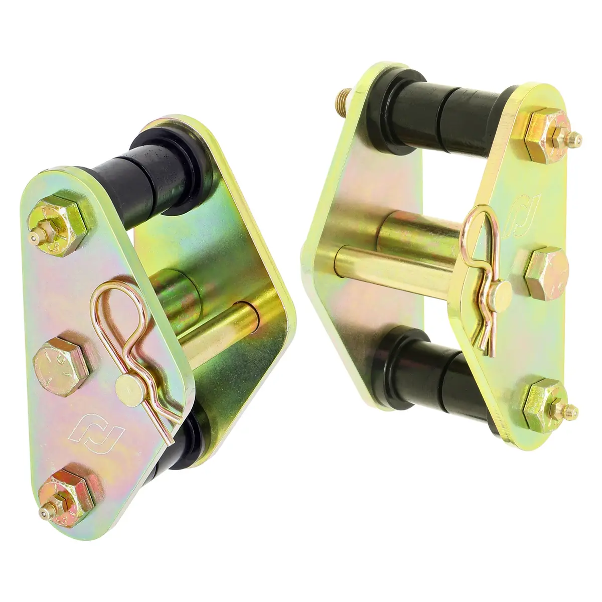 Rockjock Hd Leaf Spring Tow Shackles, 76-86 Cj Front, Incl. Urethane Bushings, Hd Greasable Bolts, Pair, For Use W/ Ce-9033F Or Ce-9033D 1