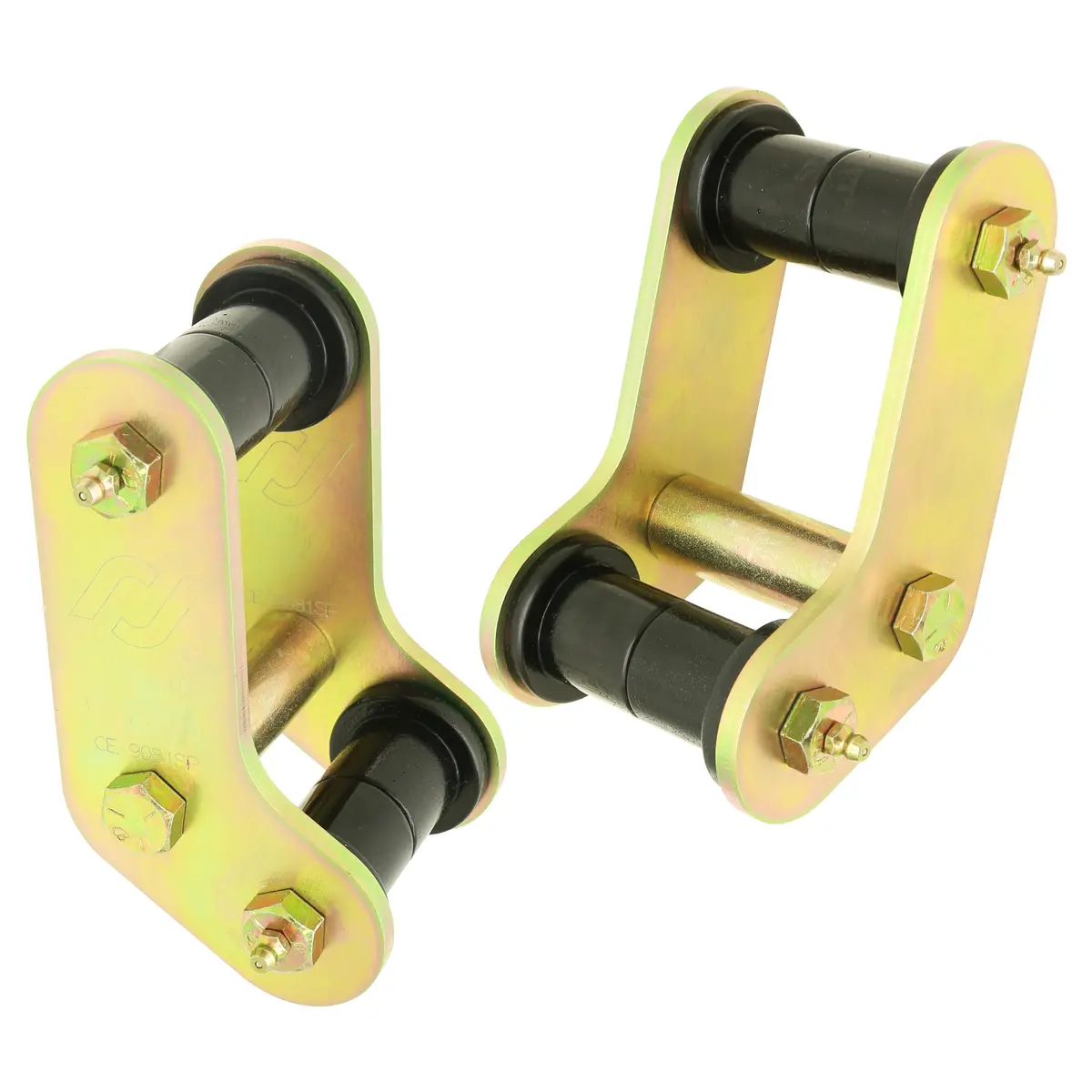 Rockjock Boomerang Leaf Spring Shackles, Yj Rear, Incl. Urethane Bushings, Hd Greasable Bolts, Pair, For Use W/ Procomp Springs 1